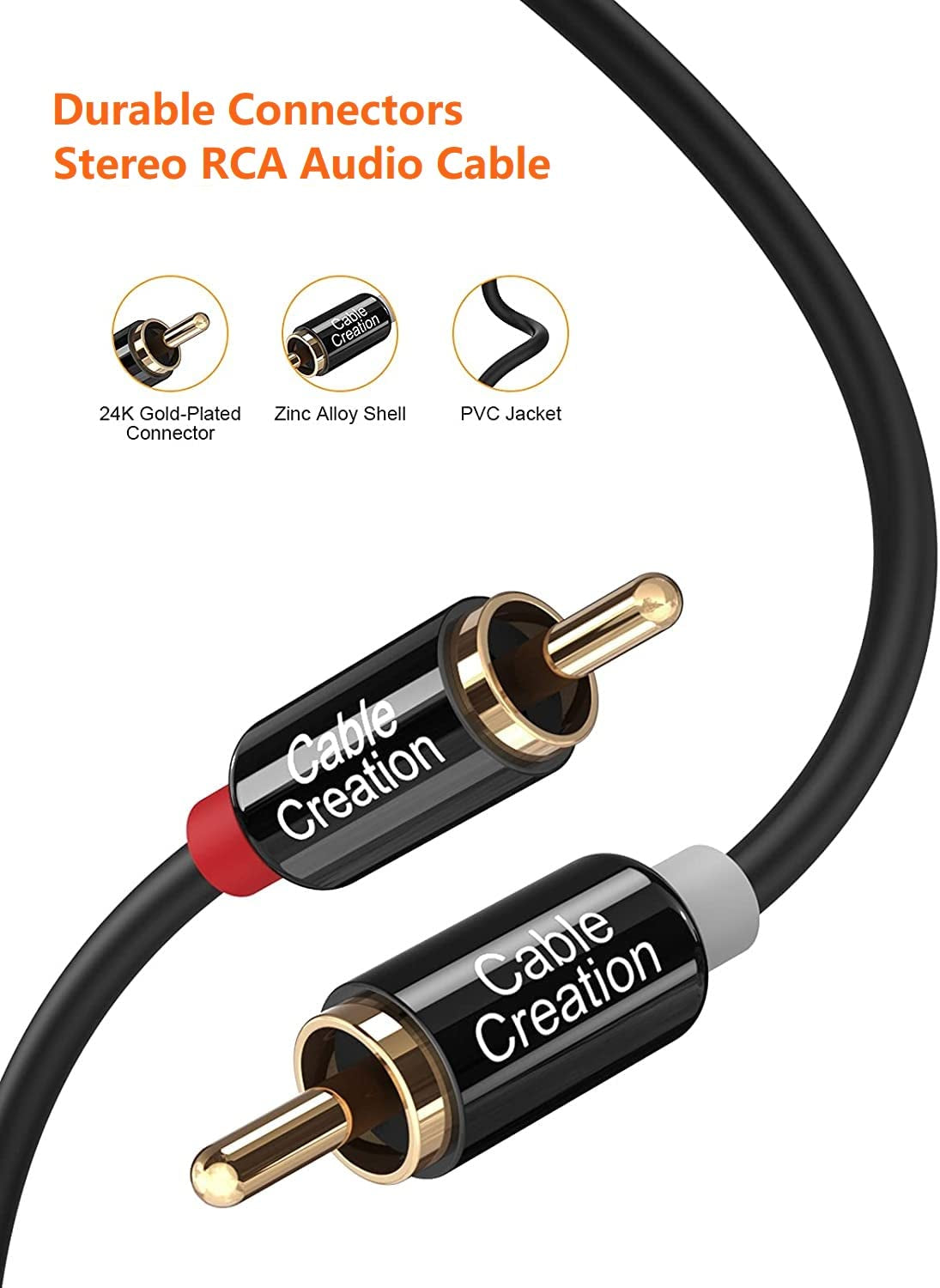 RCA Cable, 2RCA Male to 2RCA Stereo Audio Subwoofer Cable Compatible with Speaker, AMP, Turntable, Receiver, Home Theater, Subwoofer, Double Shielded, 10 Feet/3M