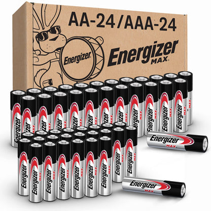 AA Batteries and AAA Batteries, 24 Max Double a Batteries and 24 Max Triple a Batteries Combo Pack, 48 Count