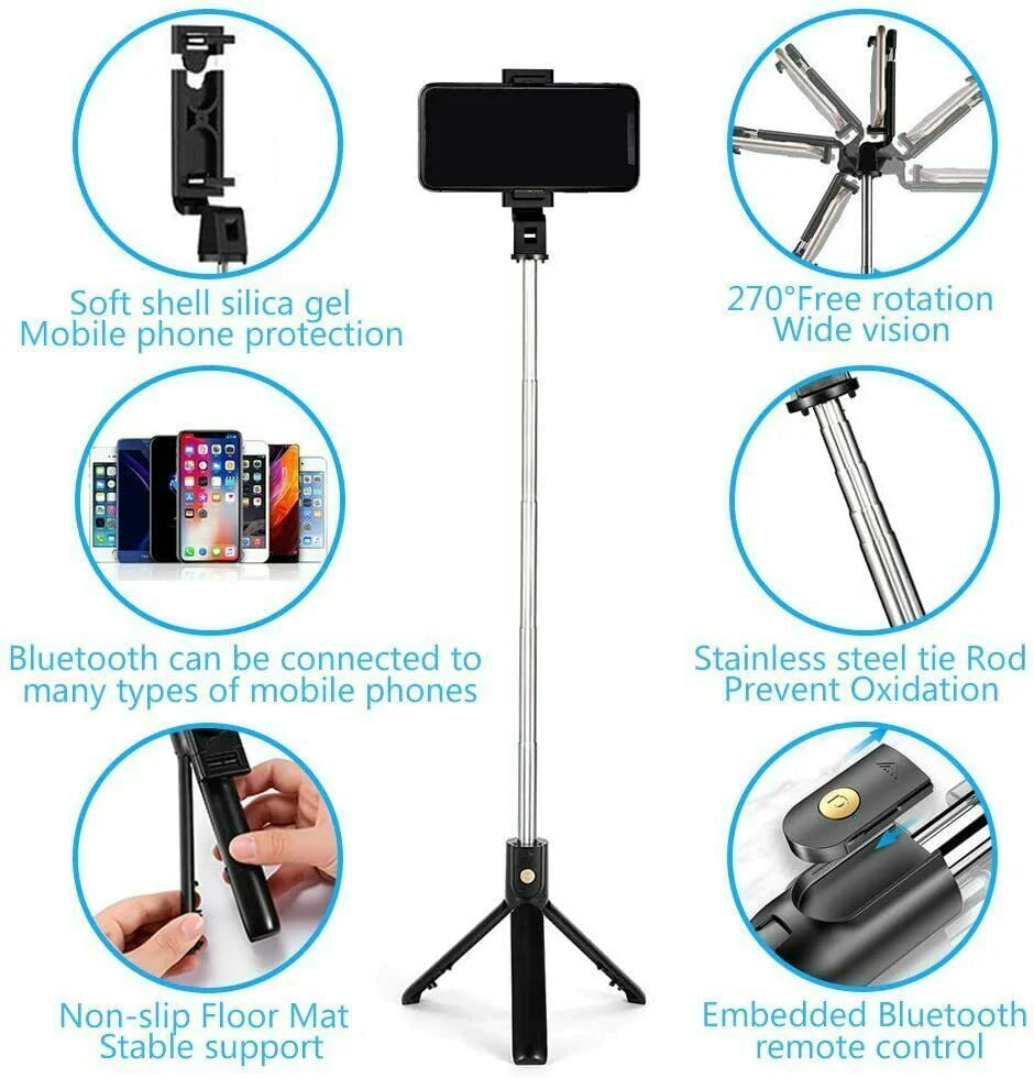 Selfie Stick Tripod Remote Desktop Stand Cell Phone Holder for Iphone Samsung US