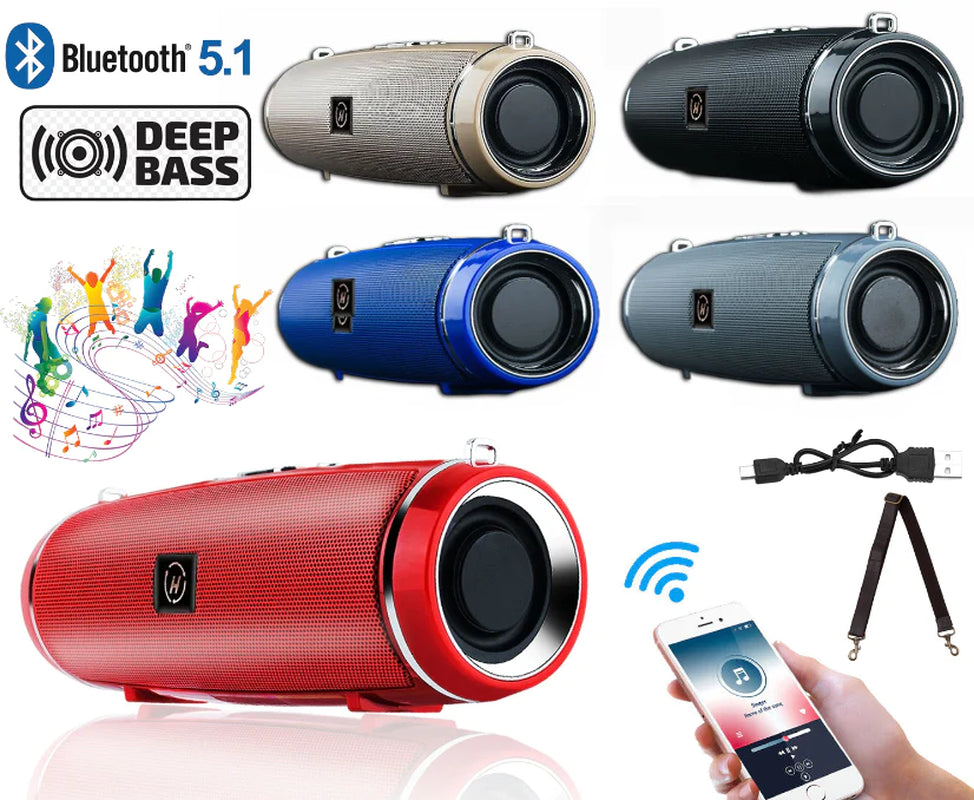 Bluetooth 5.1 Speaker Wireless Waterproof Outdoor Stereo LOUD Bass USB/TF Strap