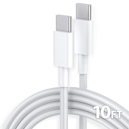 10' USB C Male to USB C Male Cable, White