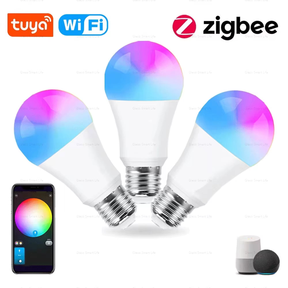 18W 15W Zigbee 3.0 Led Light Bulb RGB+WW+CW E27 Tuya Wifi Smart Home Led Lamp Compatible with Alexa Amazon Google Assistant