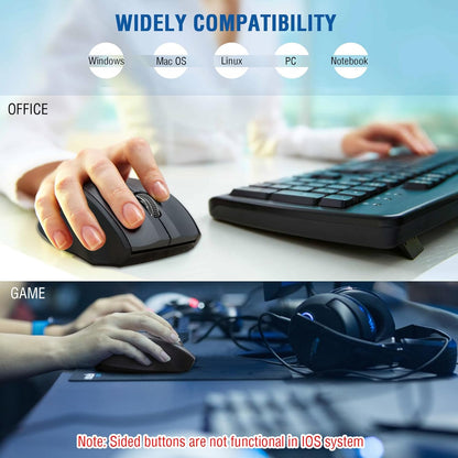 Wireless Mouse, Computer Mouse 18 Months Battery Life Cordless Mouse, 5 Level 4800 DPI, 6 Button Ergo Wireless Mice, 2.4G Portable USB Wireless Mouse for Laptop, Mac, Chromebook, PC, Windows