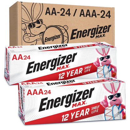 AA Batteries and AAA Batteries, 24 Max Double a Batteries and 24 Max Triple a Batteries Combo Pack, 48 Count