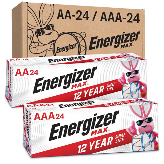 AA Batteries and AAA Batteries, 24 Max Double a Batteries and 24 Max Triple a Batteries Combo Pack, 48 Count